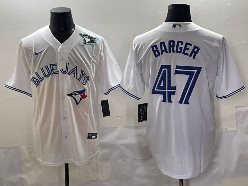 Men 2025 Toronto Blue Jays 47 Barger White Game Nike MLB Jersey style 4